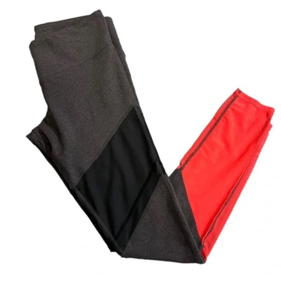 Alo Yoga Sheila Color Block Leggings Gray Black Coral Mesh Medium - Picture 5 of 15